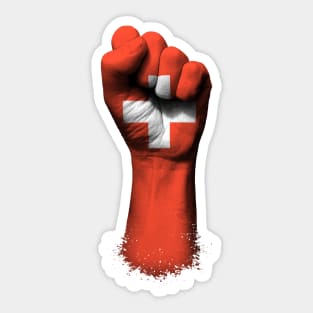 Flag of Switzerland on a Raised Clenched Fist Sticker